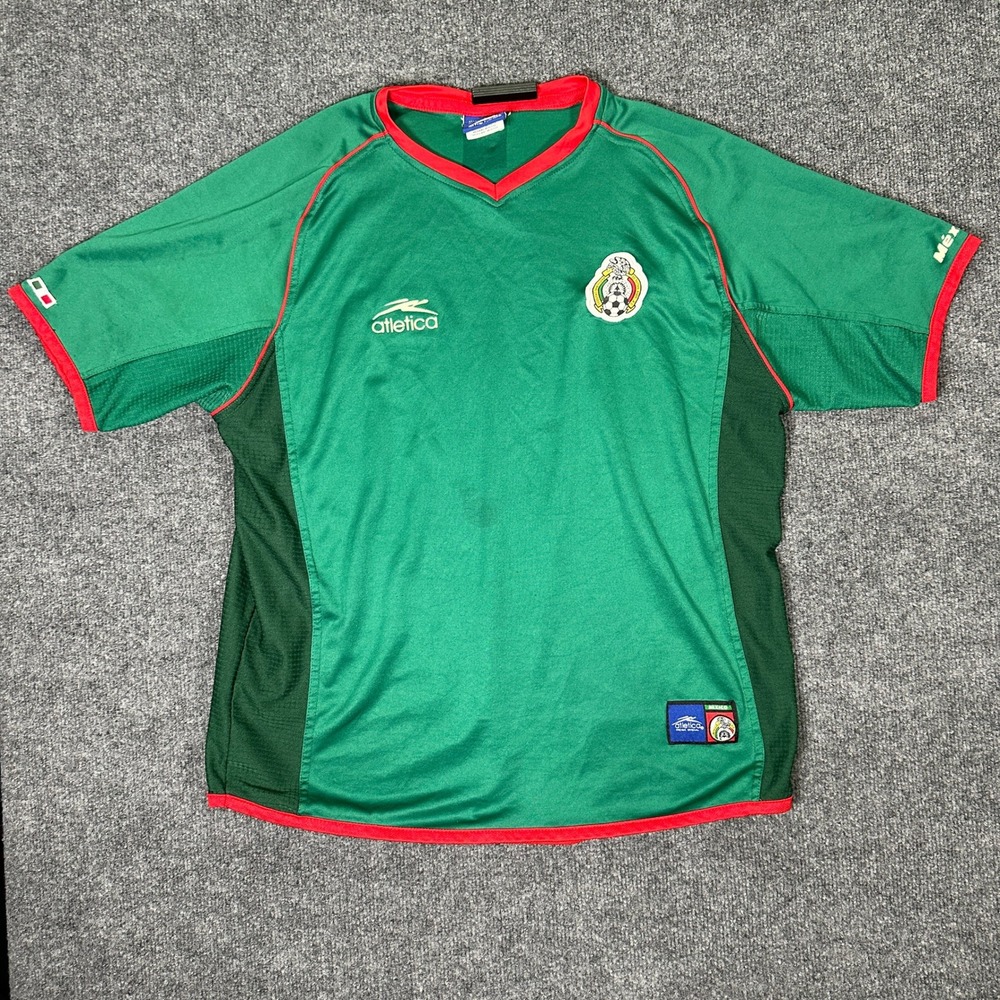 VTG Atletica Mexico National Team Soccer Jersey Green Mens Large V-Neck Kit Y2K